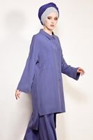 Vêtements hijab BLEU MARINE COSTUME PANTALON 2 PIÈCES DÉTAILLÉ AVEC POCHE SUR LE DEVANT 4003 