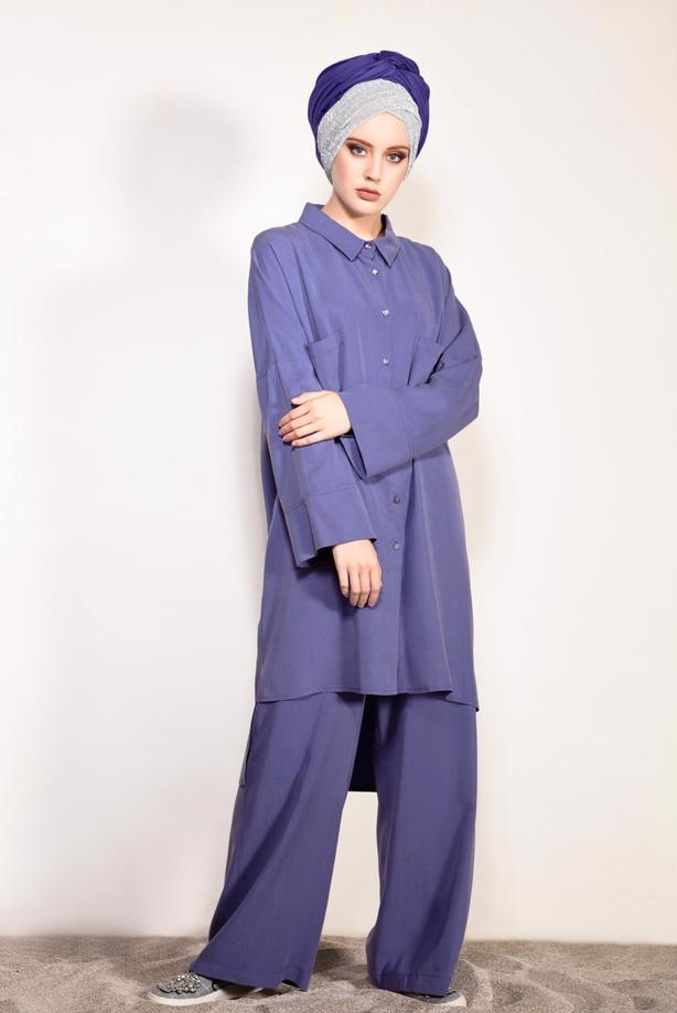Vêtements hijab  BUTTONED POCKET DETAILED SUIT WITH PANTS 4003  - TRENDTESETTÜR