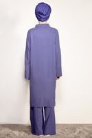 Vêtements hijab BLEU MARINE COSTUME PANTALON 2 PIÈCES DÉTAILLÉ AVEC POCHE SUR LE DEVANT 4003 