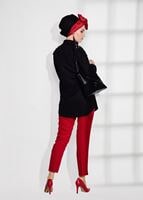 Tesettür giyim SİYAH OMUZ KISMI İNCİ VE DANTEL DETAYLI TUNİK 4075 