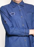 Hijab clothing NAVY BLUE DENIM TUNIC WITH FRINGED HEM 4108 