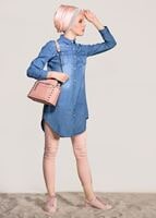 Vêtements hijab BLEU MARINE TUNIQUE DENIM DÉTAIL POCHE 4109