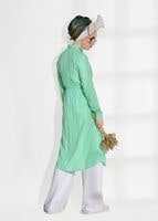 Tesettür giyim YEŞİL BELİ BÜZGÜLÜ YANDAN YIRTMAÇLI TUNİK  4226