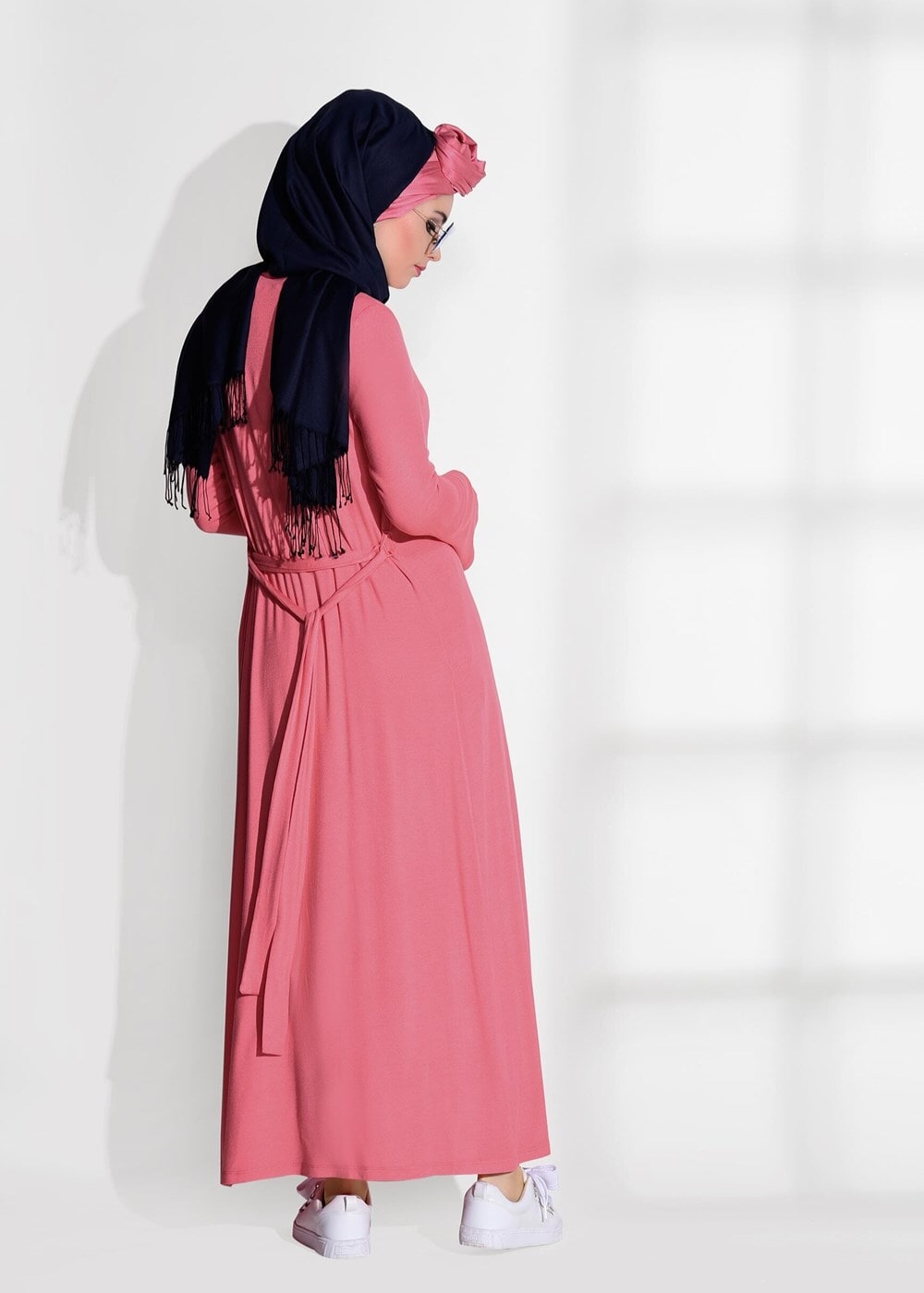 Tesettür giyim MERCAN BELİ KUŞAKLI ÖRME HIRKA 4269