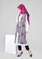 Tesettür giyim FUŞYA BÜZGÜLÜ YELEK GÖRÜNÜMLÜ TUNİK 4297 