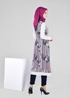 Tesettür giyim FUŞYA BÜZGÜLÜ YELEK GÖRÜNÜMLÜ TUNİK 4297 