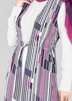 Tesettür giyim FUŞYA BÜZGÜLÜ YELEK GÖRÜNÜMLÜ TUNİK 4297 