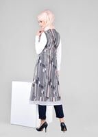 Tesettür giyim PUDRA BÜZGÜLÜ YELEK GÖRÜNÜMLÜ TUNİK 4297 