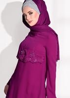 Tesettür giyim FUŞYA GÜPÜR DETAYLI TUNİK 4430