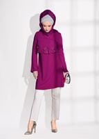 Tesettür giyim FUŞYA GÜPÜR DETAYLI TUNİK 4430