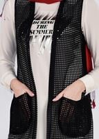 Tesettür giyim SİYAH CEP DETAYLI FİLE TUNİK 4436