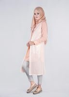 Tesettür giyim KREM CEP DETAYLI FİLE TUNİK 4436