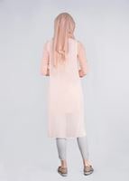 Tesettür giyim KREM CEP DETAYLI FİLE TUNİK 4436