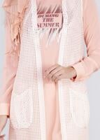 Tesettür giyim KREM CEP DETAYLI FİLE TUNİK 4436