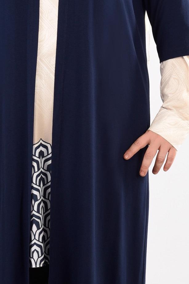 Vêtements hijab BEIGE TUNIQUE 2 PIÈCES IMPRIMÉE 4446 - TRENDTESETTÜR