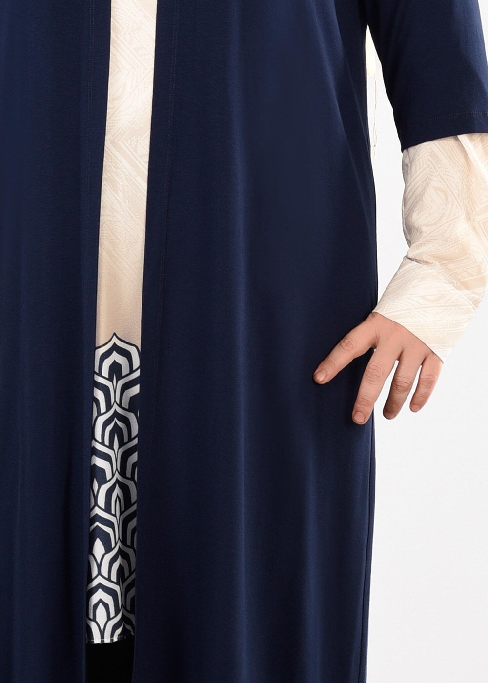 Vêtements hijab BEIGE TUNIQUE 2 PIÈCES IMPRIMÉE 4446