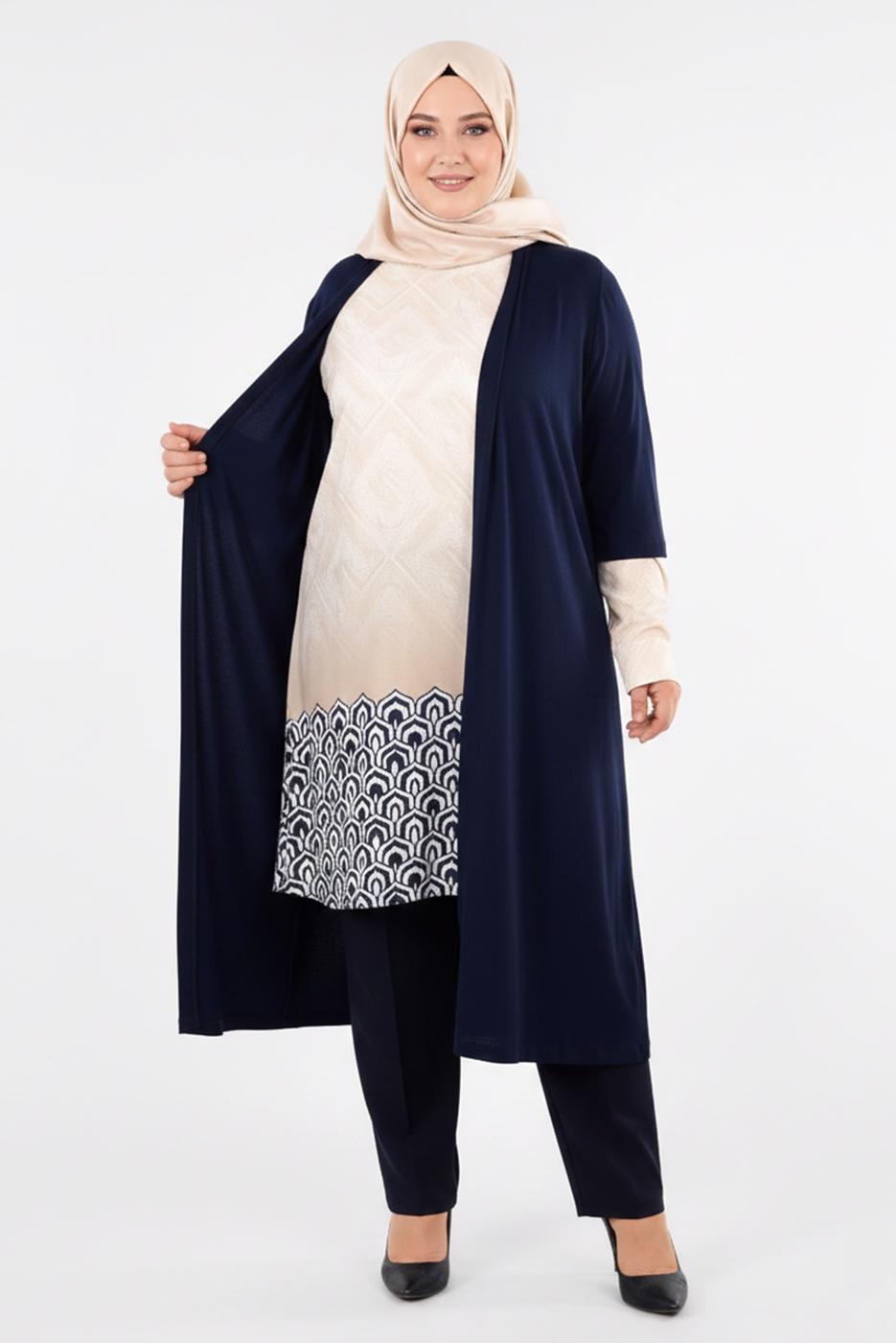 Hijab clothing BEIGE JACKET AND PATTERNED TUNIC T 4446