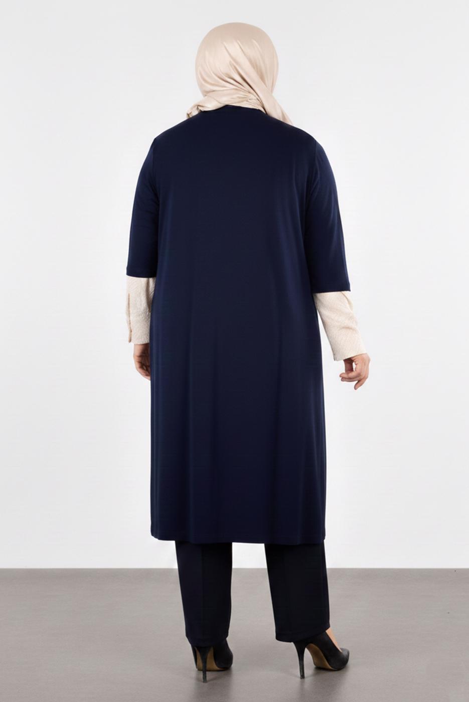 Hijab clothing BEIGE JACKET AND PATTERNED TUNIC T 4446