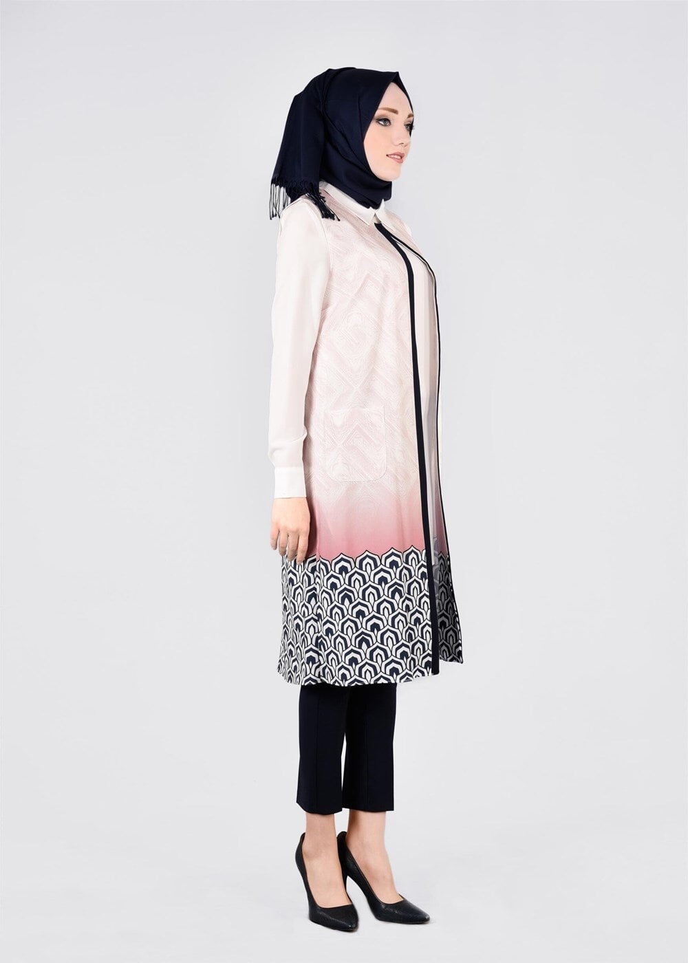 Tesettür giyim PUDRA DESENLİ 2&prime;Lİ TUNİK 4450 