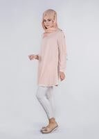 Tesettür giyim KREM NAKIŞ DETAYLI TUNİK  4452