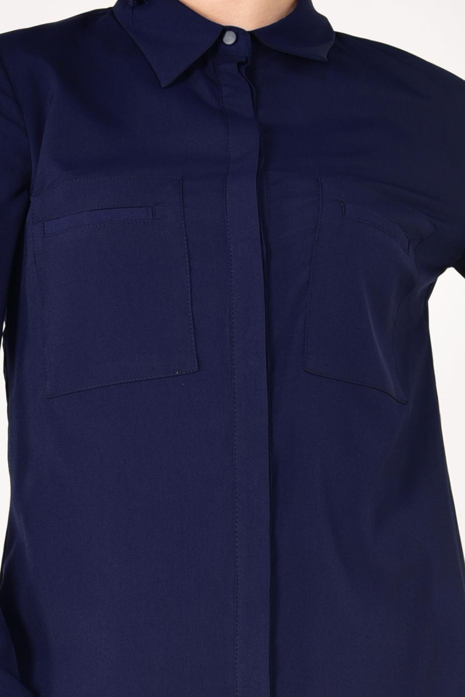 Tesettür giyim LACİVERT CEP DETAYLI TUNİK 4460 