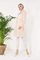 Tesettür giyim PUDRA CEP DETAYLI TUNİK 4460 