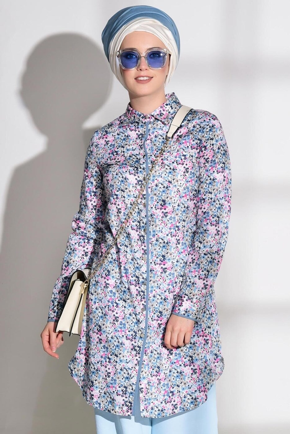 Tesettür giyim PEMBE T 4467 Rimi Saten 5018 Tunik-Alv Fashion