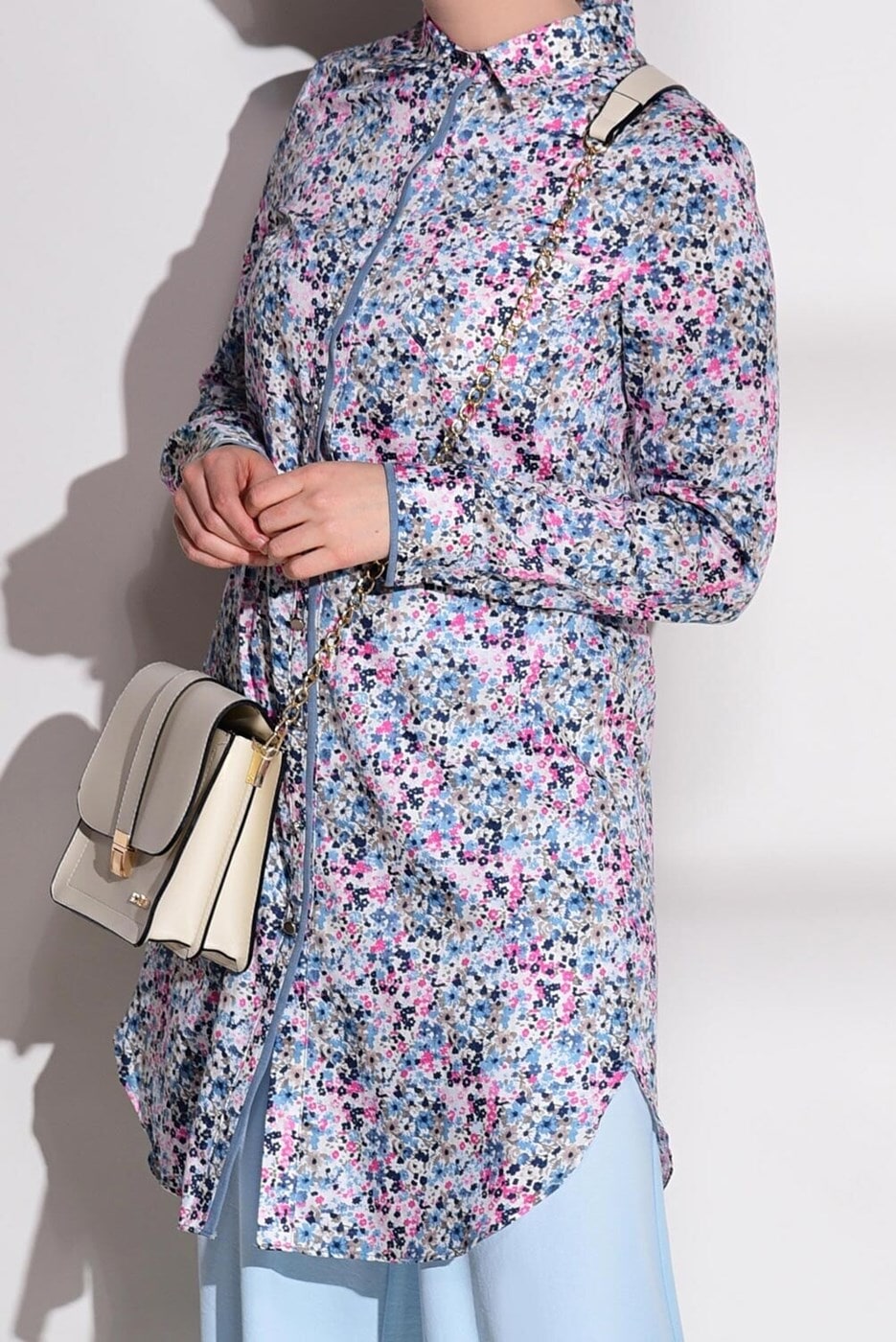 Tesettür giyim PEMBE T 4467 Rimi Saten 5018 Tunik-Alv Fashion