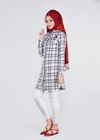 Tesettür giyim SİYAH EKOSE TUNİK 4468 