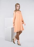 Tesettür giyim PUDRA İŞLEME DETAYLI MULTİ ŞİFON TUNİK 4485