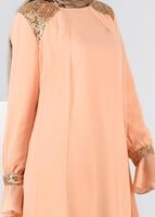 Tesettür giyim PUDRA İŞLEME DETAYLI MULTİ ŞİFON TUNİK 4485