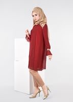 Tesettür giyim BORDO İŞLEME DETAYLI MULTİ ŞİFON TUNİK 4485