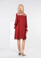 Tesettür giyim BORDO İŞLEME DETAYLI MULTİ ŞİFON TUNİK 4485