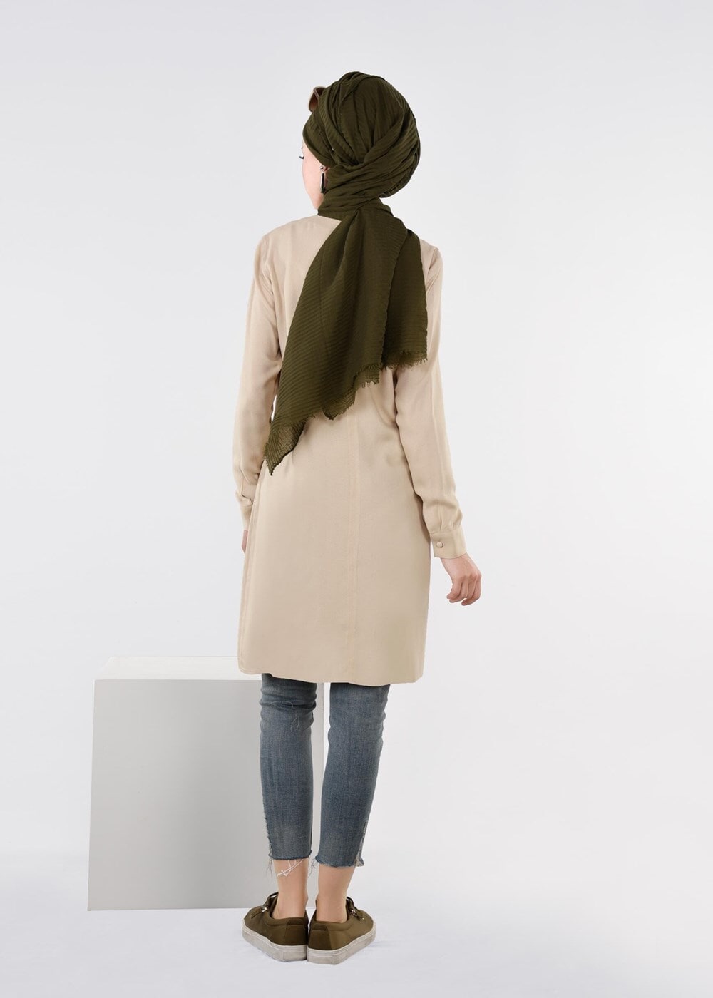 Tesettür giyim BEJ İŞLEME DETAYLI TUNİK 4499 