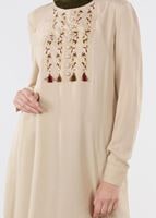 Tesettür giyim BEJ İŞLEME DETAYLI TUNİK 4499 