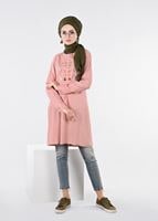 Tesettür giyim PUDRA İŞLEME DETAYLI TUNİK 4499 