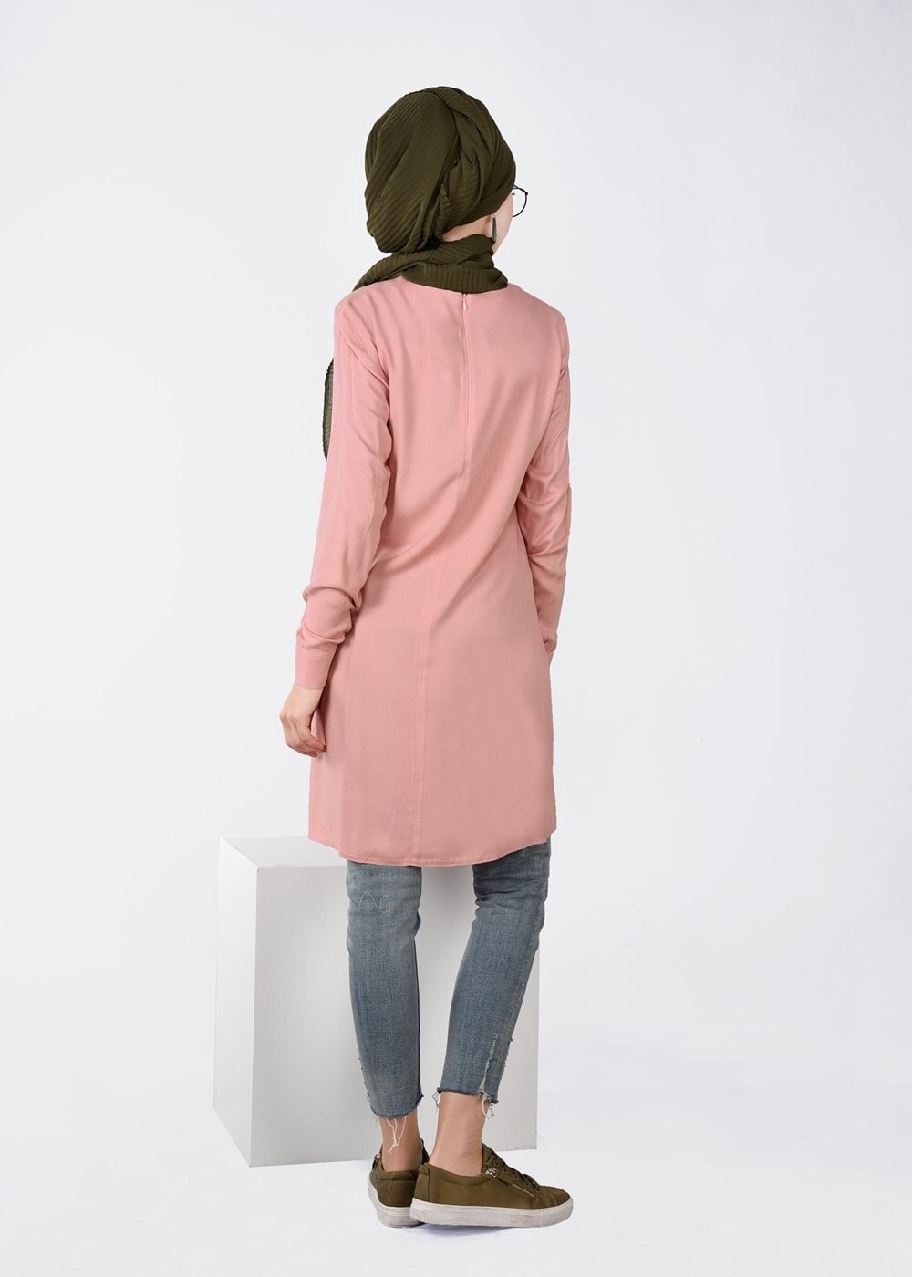 Tesettür giyim PUDRA İŞLEME DETAYLI TUNİK 4499 