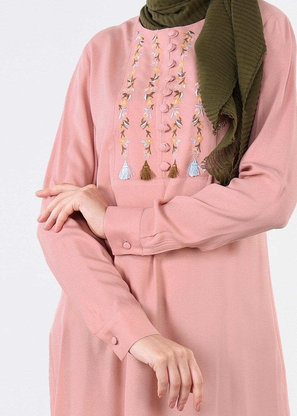 Tesettür giyim PUDRA İŞLEME DETAYLI TUNİK 4499 