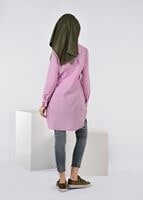 Tesettür giyim MOR YAKASI VE MANŞETLERİ İŞLEME DETAYLI TUNİK 4514 