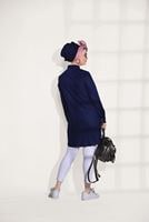 Tesettür giyim LACİVERT YAKASI VE MANŞETLERİ İŞLEME DETAYLI TUNİK 4514 