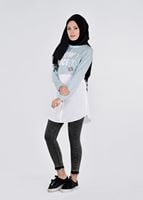 Tesettür giyim MAVİ BASKI DETAYLI EŞOFMAN TUNİK 4522 