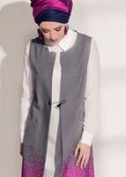 Tesettür giyim FUŞYA CEP DETAYLI YELEKLİ 2&prime;Lİ TUNİK 4525 