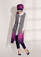 Tesettür giyim FUŞYA CEP DETAYLI YELEKLİ 2&prime;Lİ TUNİK 4525 