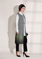 Tesettür giyim HAKİ CEP DETAYLI YELEKLİ 2&prime;Lİ TUNİK 4525 