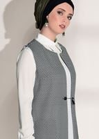 Tesettür giyim HAKİ CEP DETAYLI YELEKLİ 2&prime;Lİ TUNİK 4525 