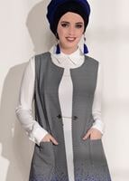 Tesettür giyim LACİVERT CEP DETAYLI YELEKLİ 2&prime;Lİ TUNİK 4525 