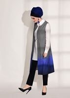 Tesettür giyim LACİVERT CEP DETAYLI YELEKLİ 2&prime;Lİ TUNİK 4525 