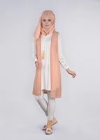 Tesettür giyim PUDRA KOLLARI NAKIŞ DETAYLI YELEKLİ 2&prime;Lİ TUNİK 4533 