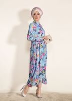 Vêtements hijab BLEU TUNIQUE A MOTIFS COUPE ASYMETRIQUE 4697