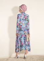 Vêtements hijab BLEU TUNIQUE A MOTIFS COUPE ASYMETRIQUE 4697